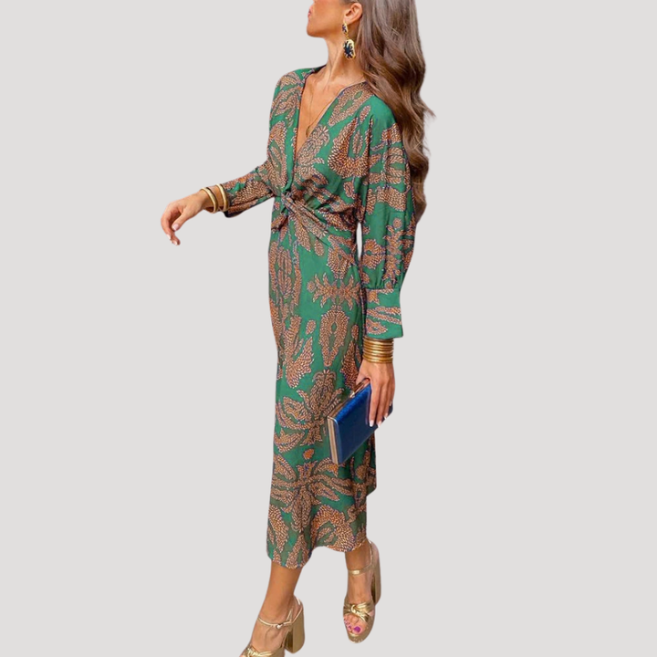 Elegant Draped Midi Dress for Women