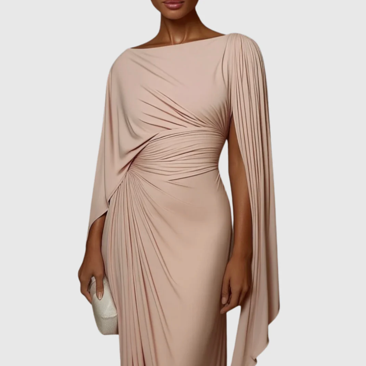 Women's Pleated Drape Maxi Dress for Elegant Occasions
