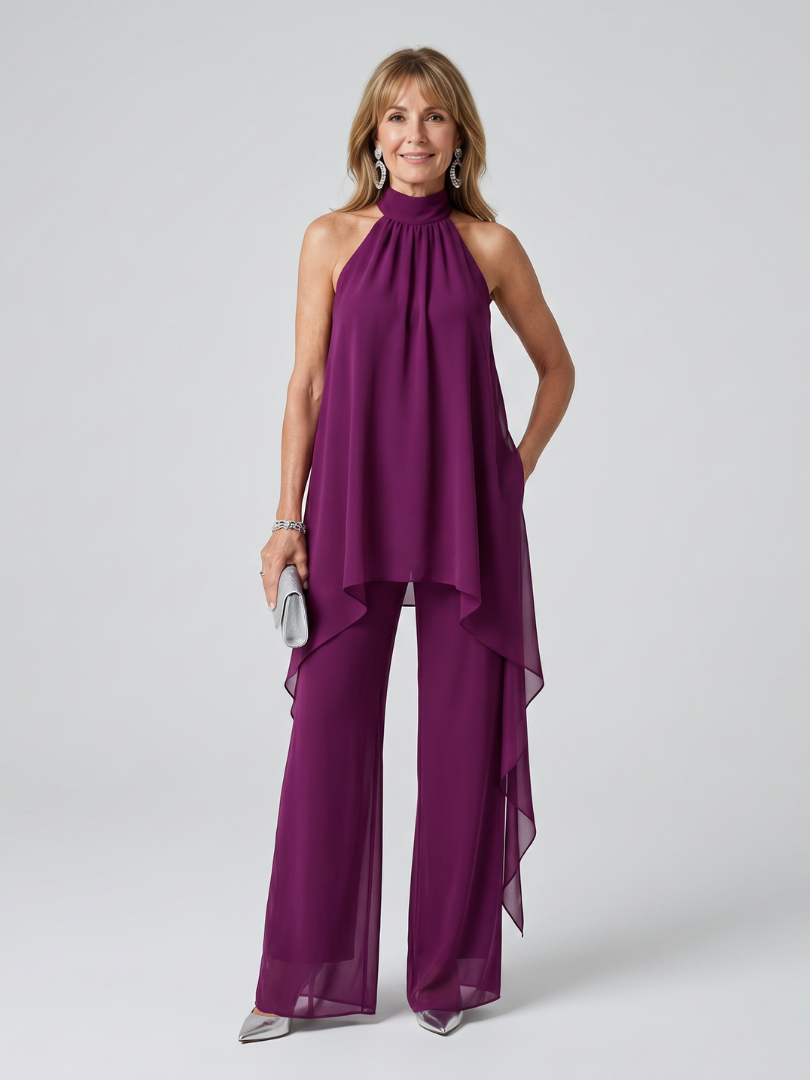 Bearim Halter Neck Asymmetric Tunic Set - Elena Harper