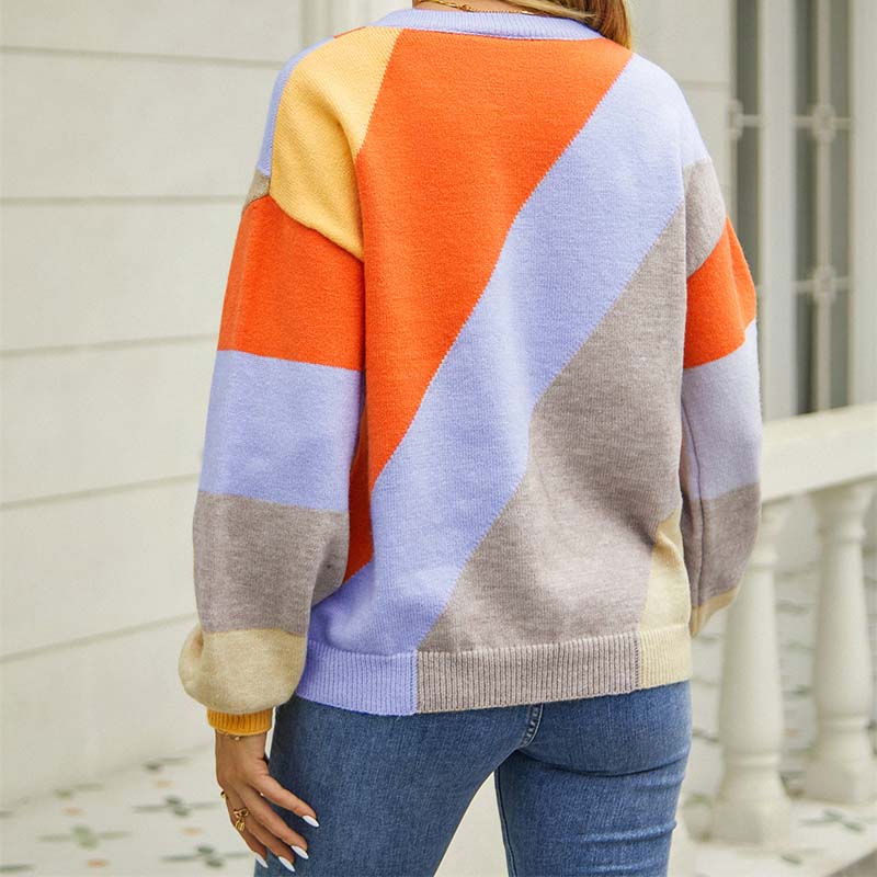 Casual Color Block Pullover