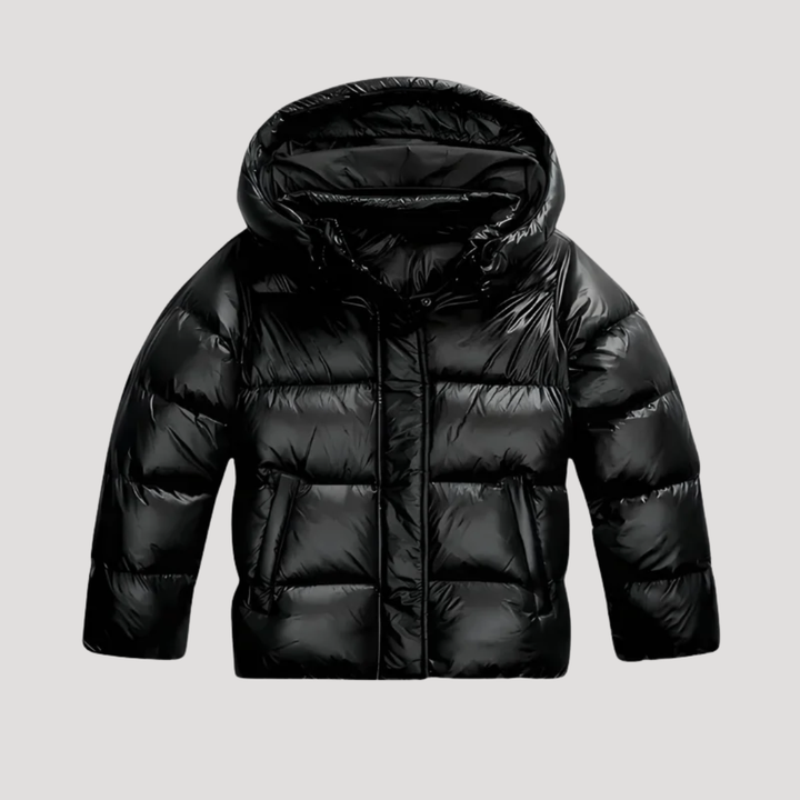 Women's Quilted Hooded Jacket with Zipper Closure