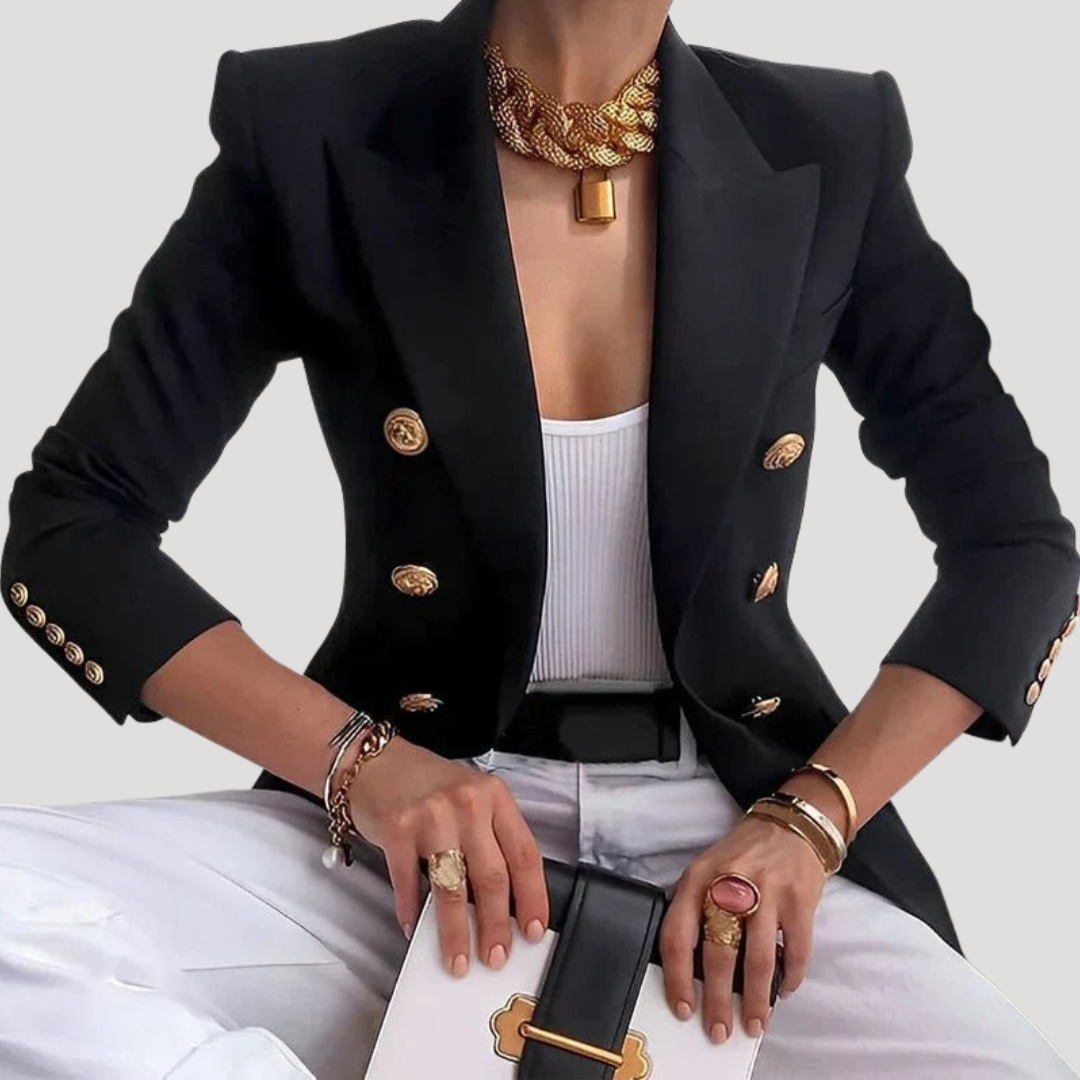 Chic Women's Blazer with Gold Buttons