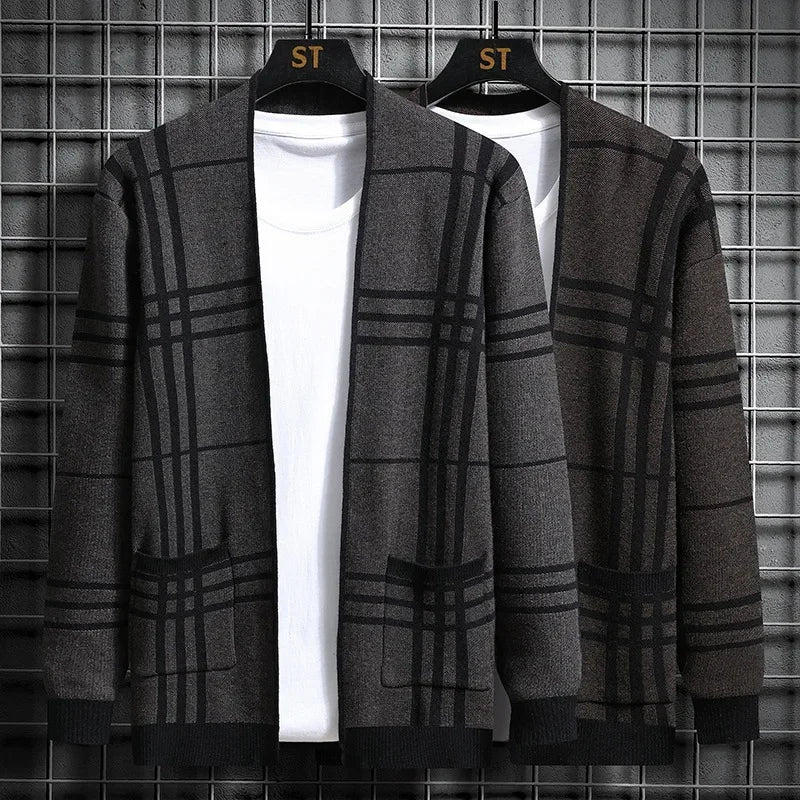 ELENA HARPER™  |  CHECKED KNIT CARDIGAN FOR MEN