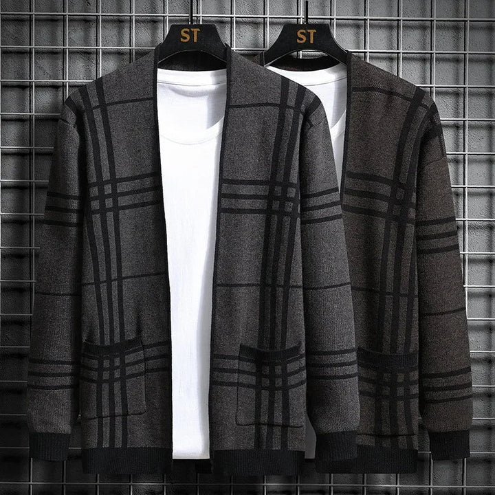ELENA HARPER™  |  CHECKED KNIT CARDIGAN FOR MEN