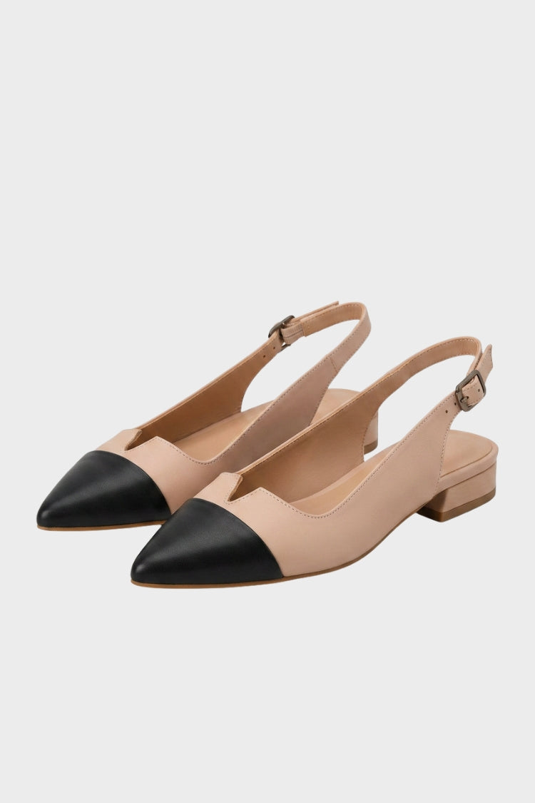 Women's Pointed Slingback Pumps | Two-Tone Front