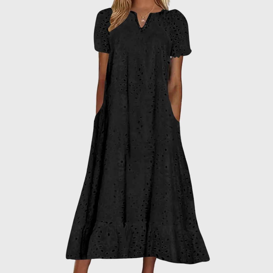 April Elegant and Flowing Midi Dress - Elena Harper