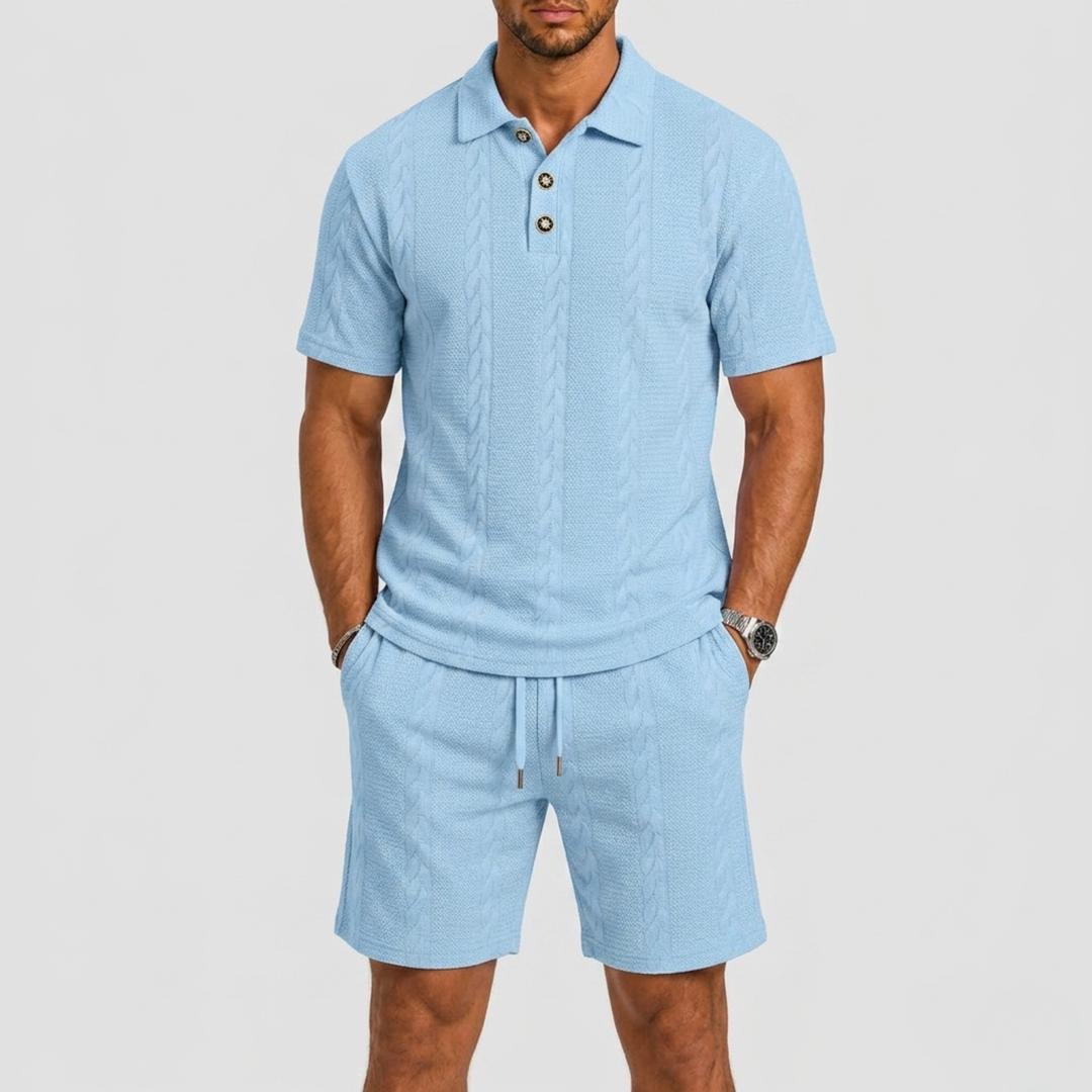 Short Sleeve Polo Set with Shorts for Men