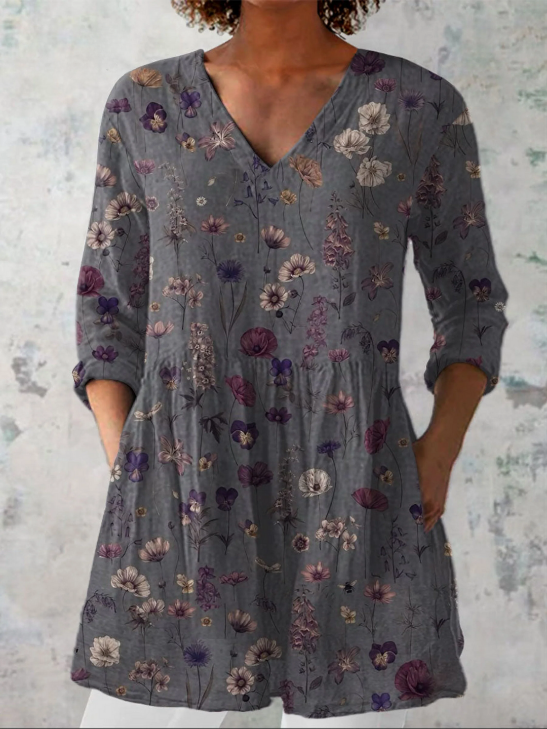 Audrey Long Sleeve Blouse with V-Neck - Elena Harper