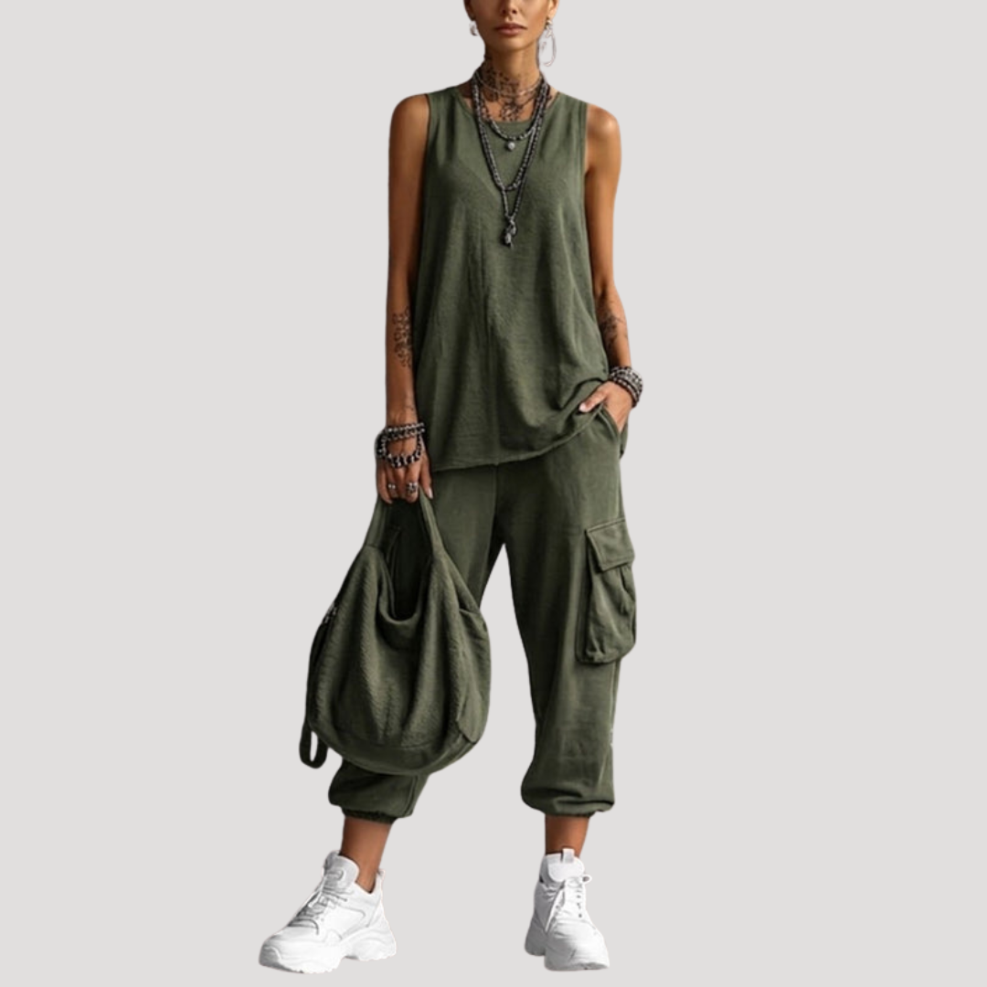 Casual Sleeveless Women's Cargo Set