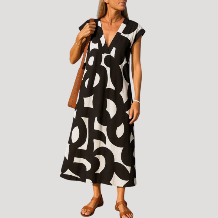 Casual Long Dress for Women with Graphic Pattern