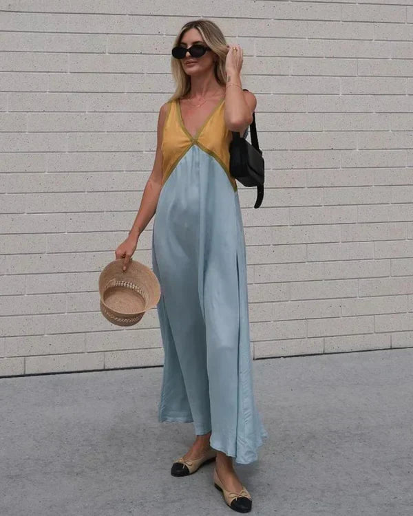 Rosalind Hawke | Maxi Dress With Colorblock V-Neck For Women