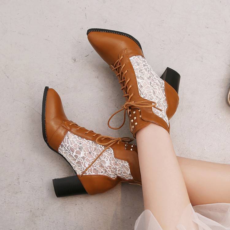 Eliana | Women's Lace-Up Ankle Boots with Pointed Toe Shape