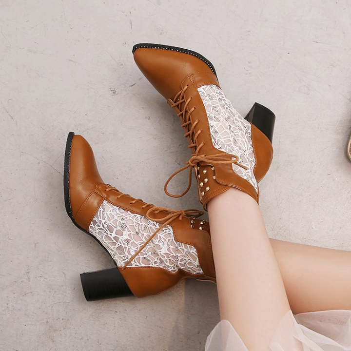 Eliana | Women's Lace-Up Ankle Boots with Pointed Toe Shape