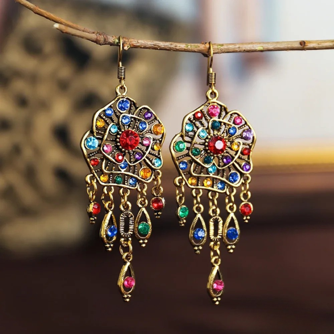 Vintage Colourful Mandala Earrings - Elena Harper