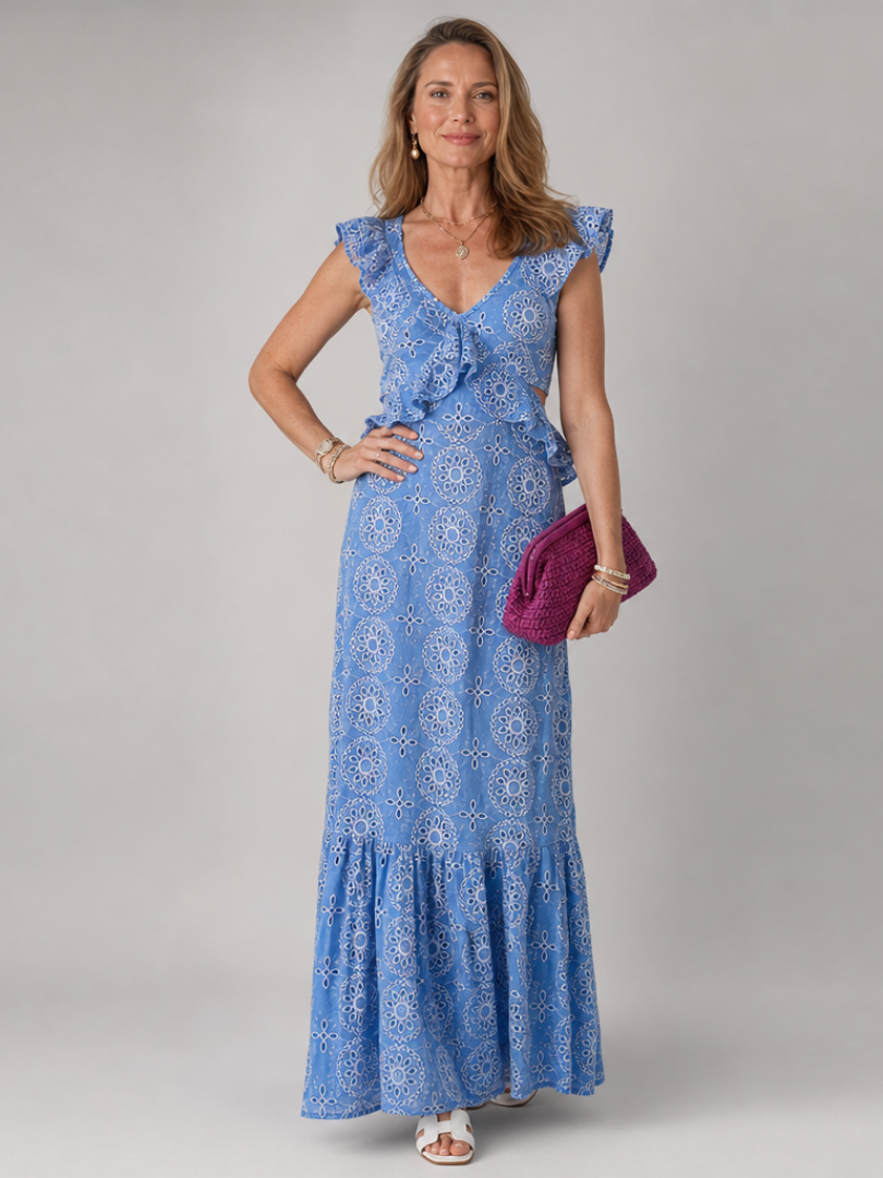 Alure Sleeveless Ruffle Detail Midi Dress - Elena Harper