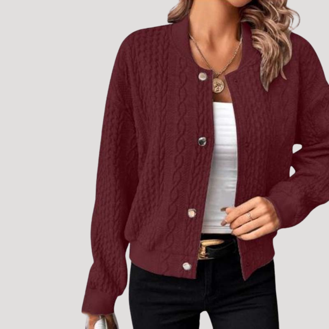 Women's Buttoned Cable Knit Cardigan