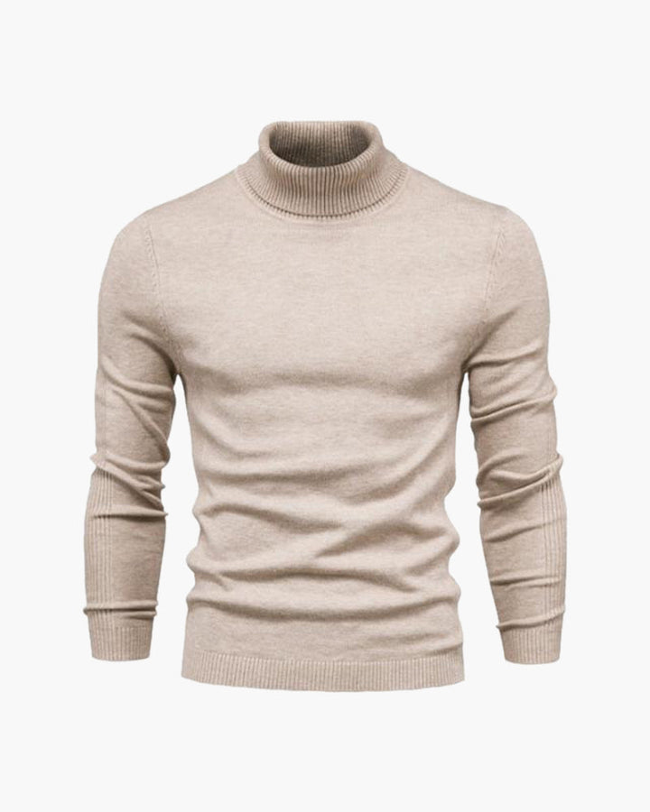 Men's High Neck Plain Knit Long Sleeve Sweater - Aldren