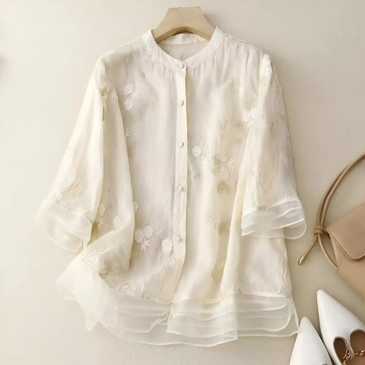 Skyla Embroidered Cotton Blouse - Elena Harper