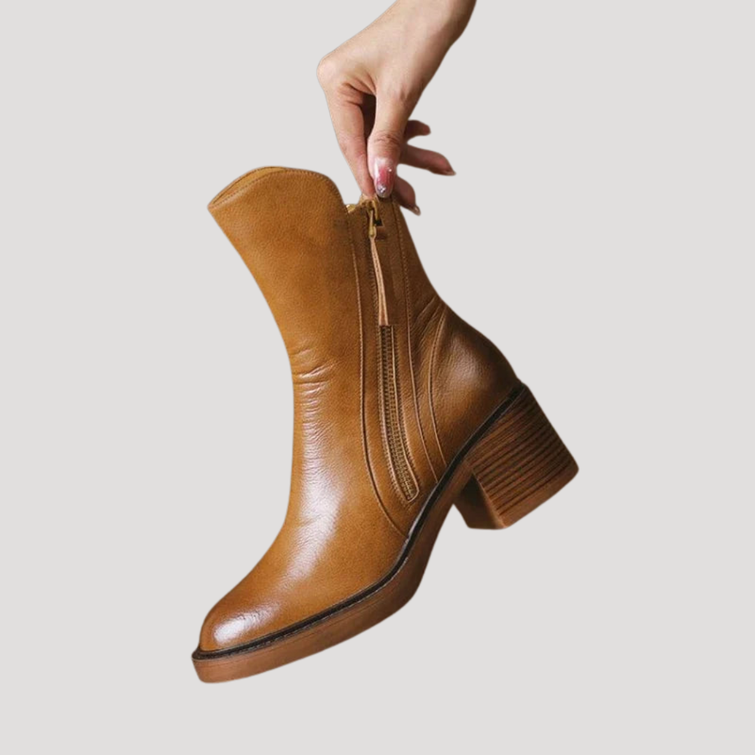 Women’s Block Heel Side Zip Ankle Boots