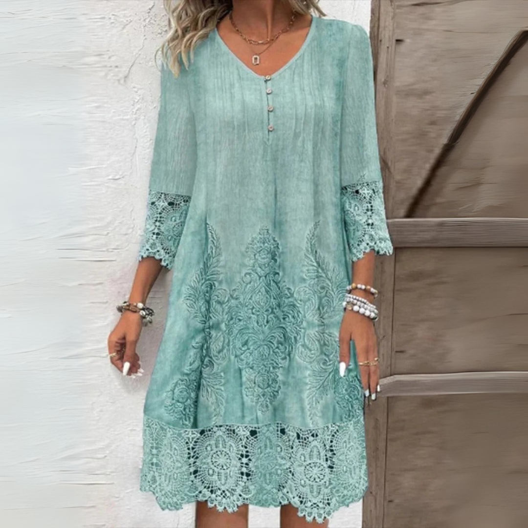 Cotton Summer Dress with V-Neck for Women – Airy and Comfortable Design