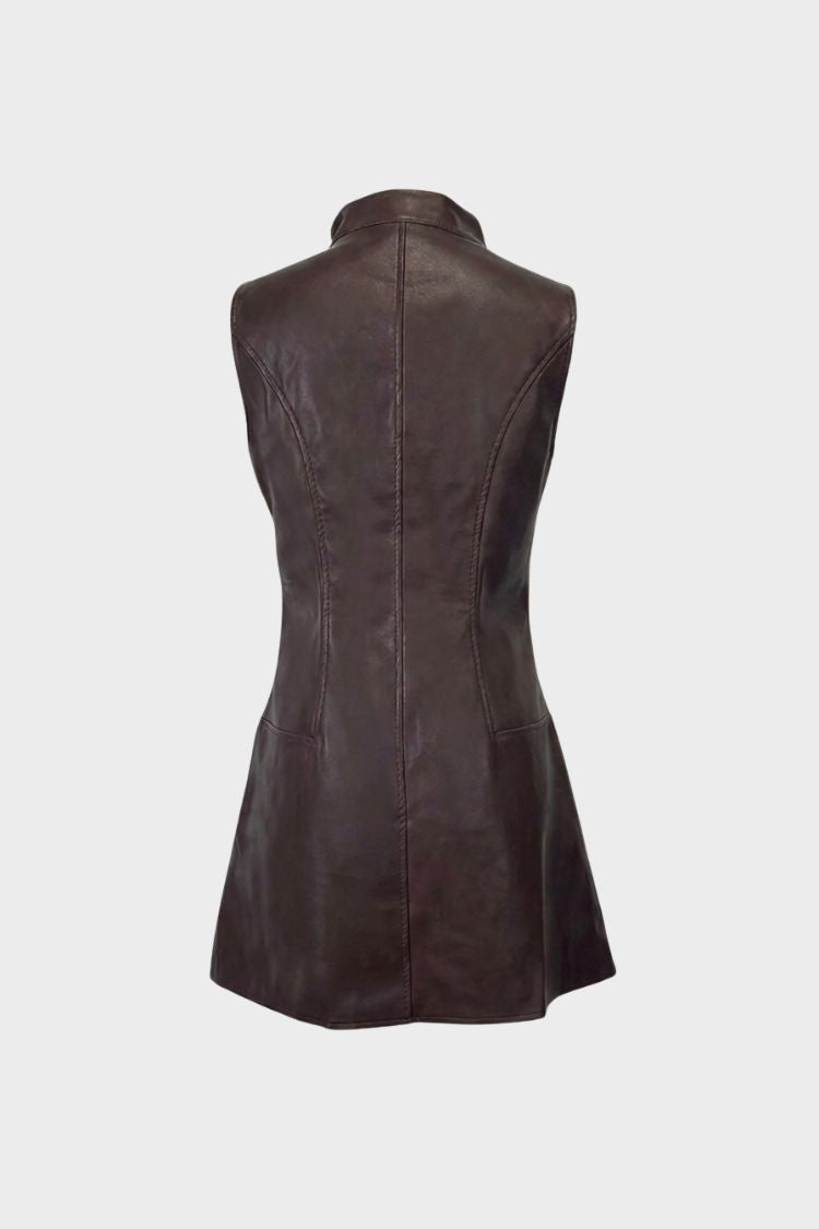Women's Sleeveless Zip Dress Pocket Details, view 3 - Elena Harper