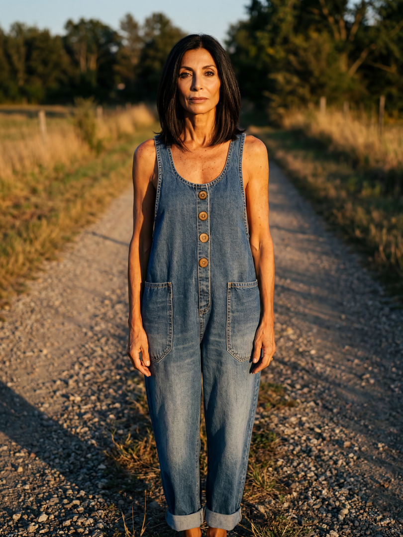 Women's Relaxed Rooster Motif Jumpsuit