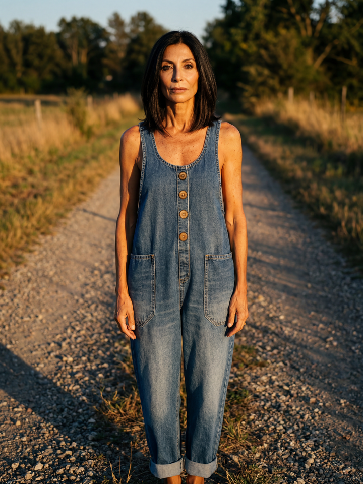 Women's Relaxed Rooster Motif Jumpsuit