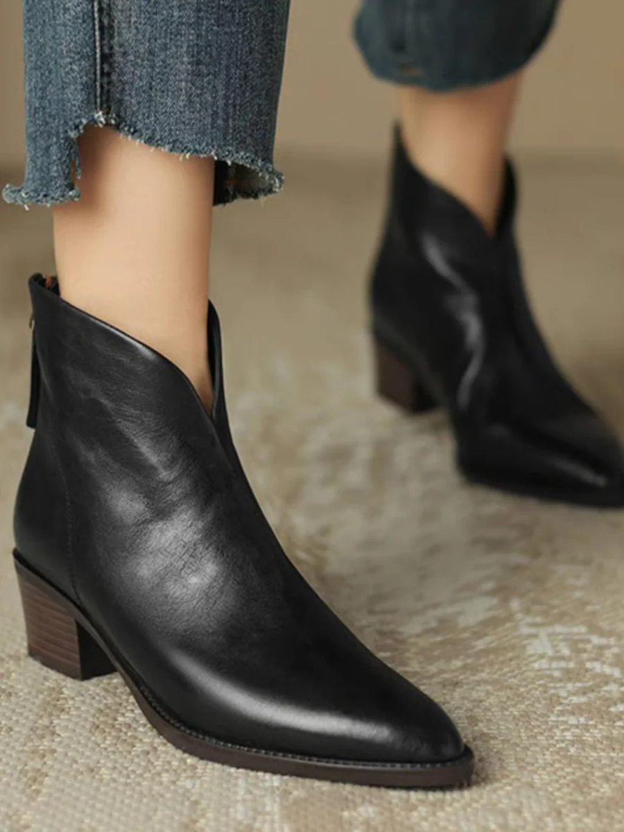 Camille Low Heel Ankle Boots - Elena Harper
