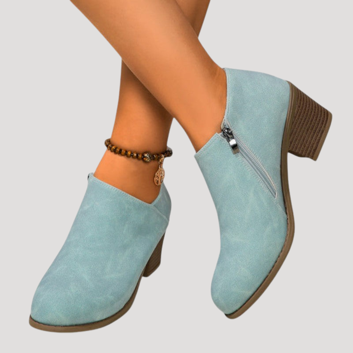 Women's Heeled Ankle Boots with Round Toe