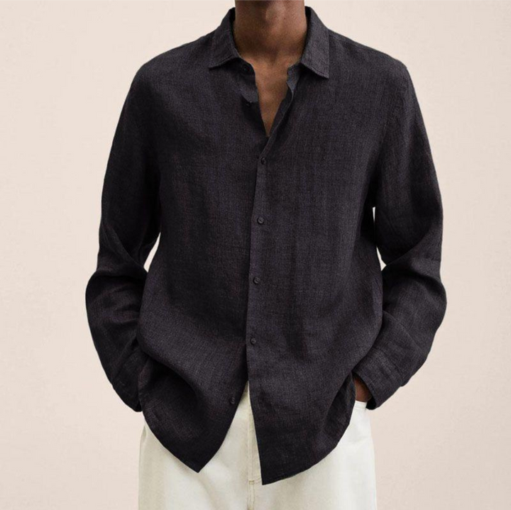 Men's Long-Sleeve Button-Up Shirt - Versatile & Stylish