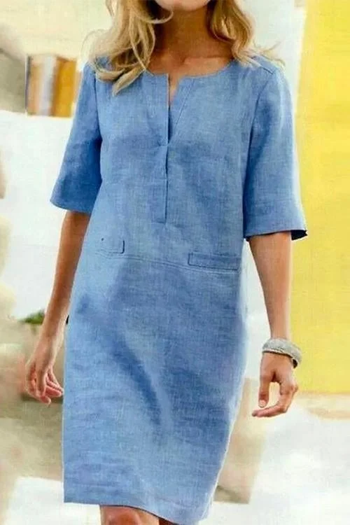 Alessandra Cotton and Linen Dress with Light Comfort - Elena Harper