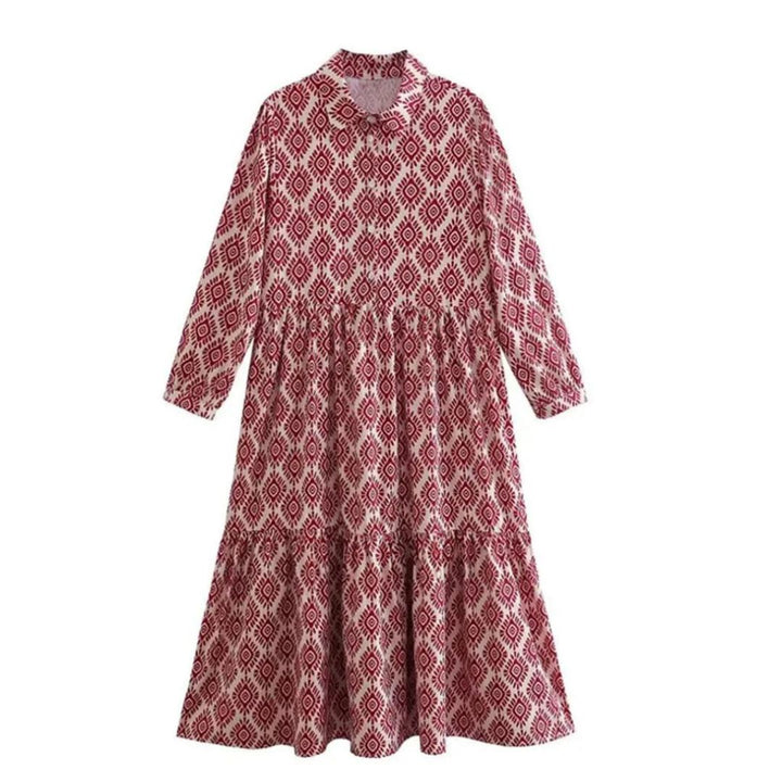 Adeline Geometric Long Sleeve Dress