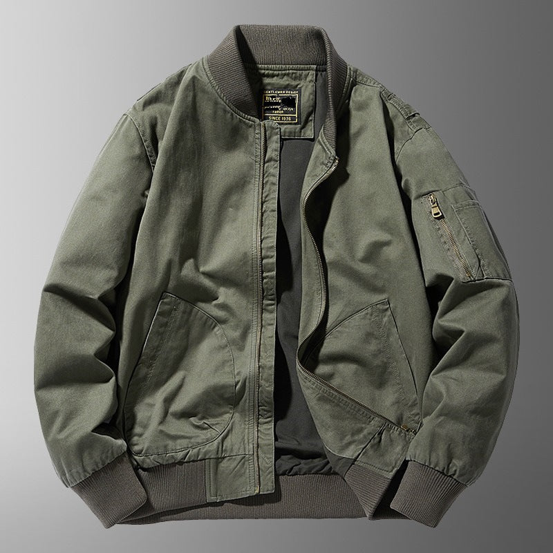 Premium Casual Bomber Jacket for Men – Loose Fit with Stand Collar