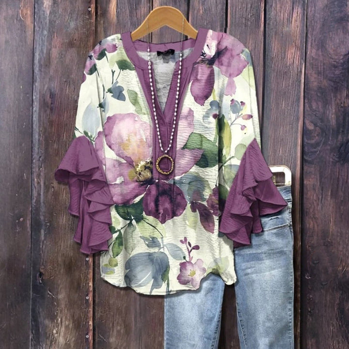 Vintage Floral Print Blouse
