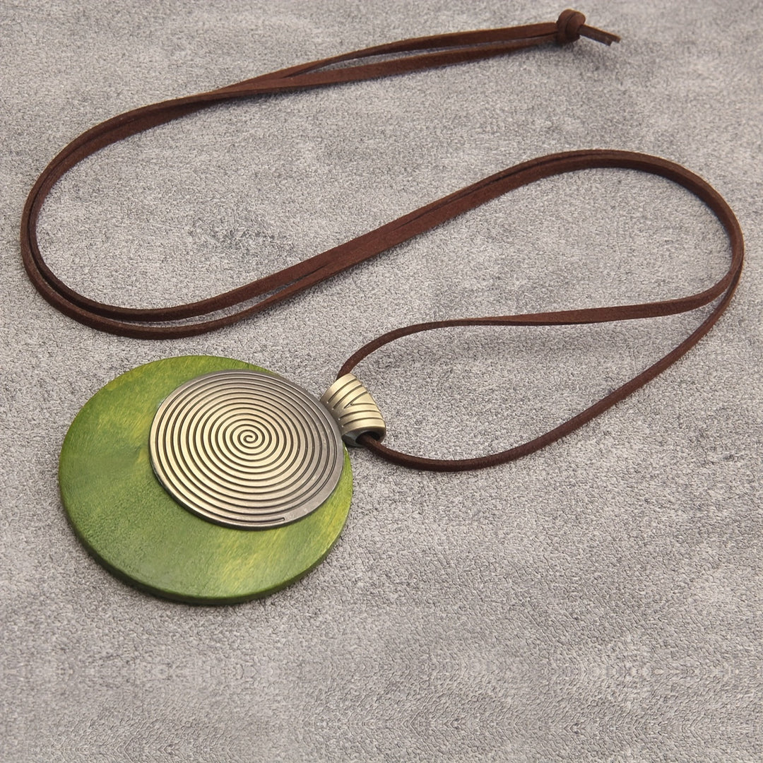 Bohemian Retro Style Spiral Medallion Pendant Long Necklace - Elena Harper