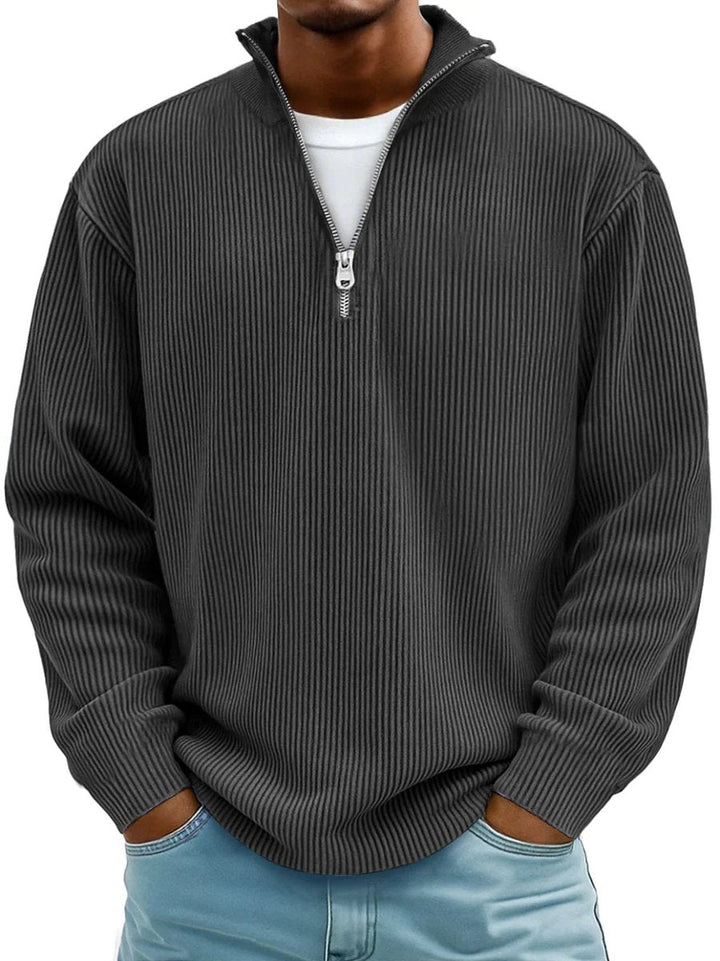 Tobias | Stylish Men's Ribbed Knit Sweater with Quarter-Zip