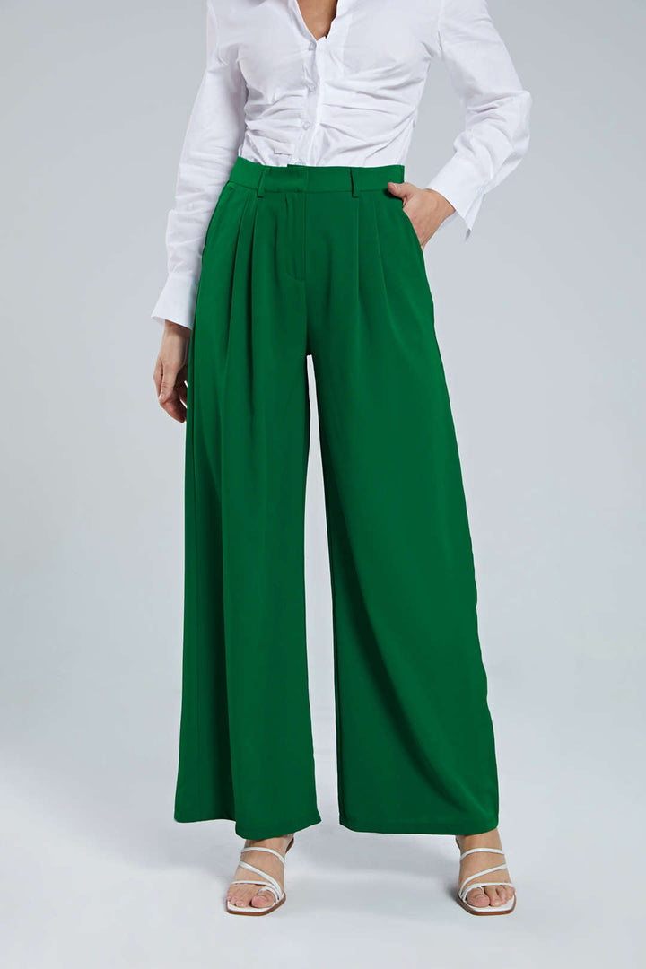 Women's High Waist Pleated Wide Leg Trousers for Chic Style