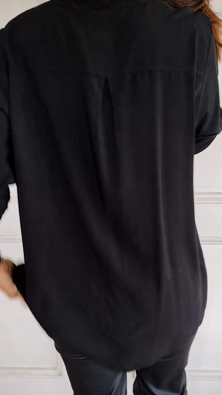 Women's Sequin Trim Button-Up Shirt - Elegant & Versatile