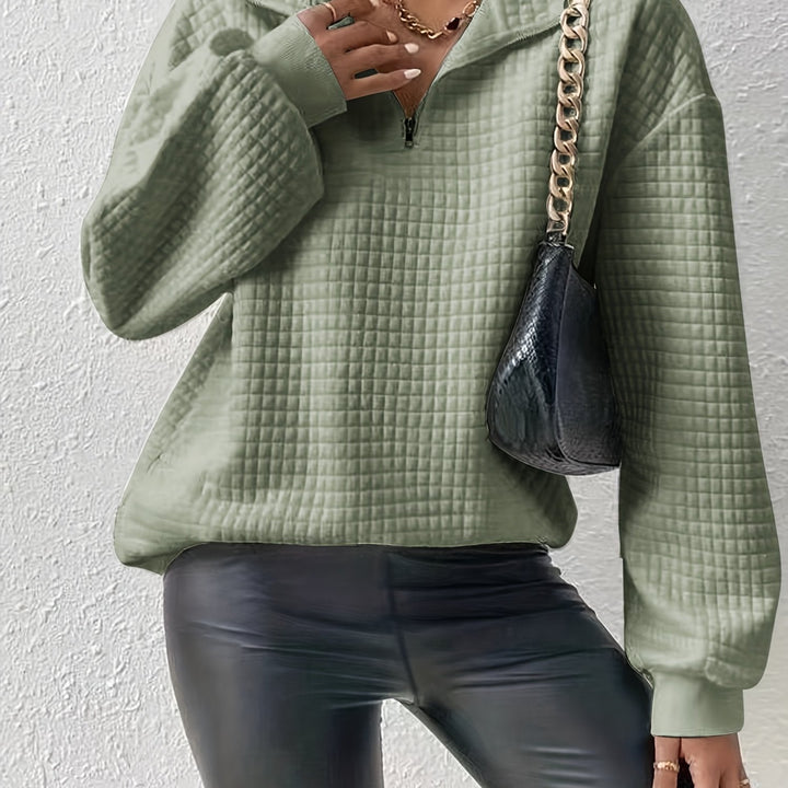 Adelina | Women's Quarter-Zip Textured Sweater with Relaxed Cut