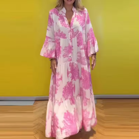Women's Elegant Floral Midi Wrap Dress All-Over Tree Design - Elena Harper