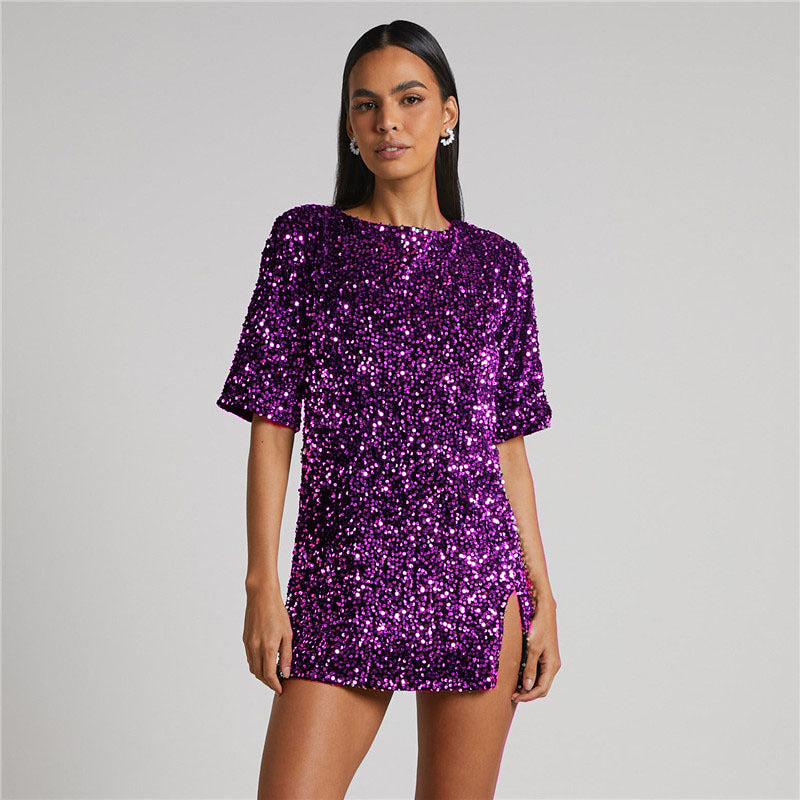 Women's Sequin Dress with Luminous Effect - Salyen