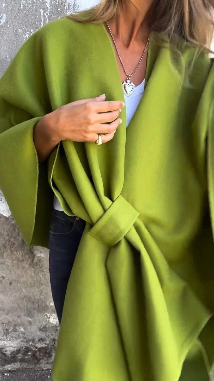 Umaiza Effortless Style V-neck Cape Jacket - Elena Harper