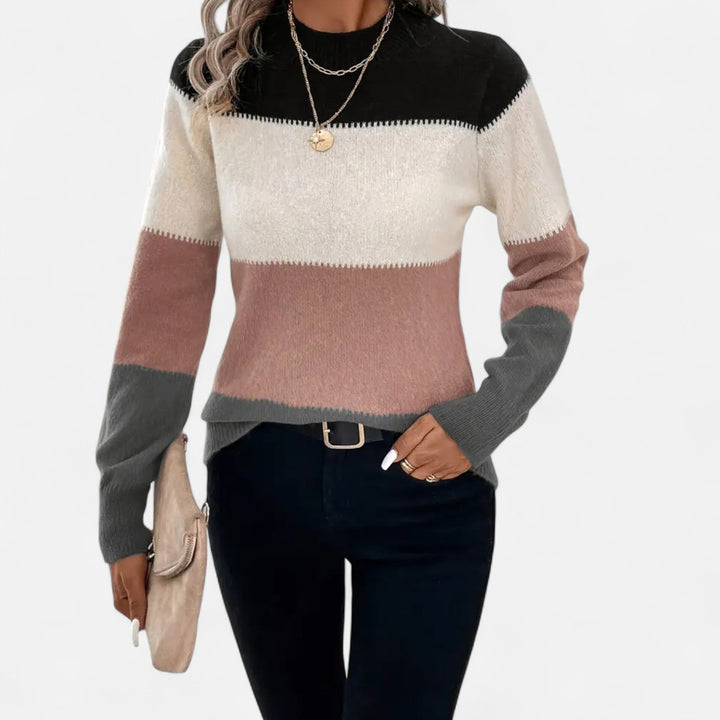 Women's Striped Crew Neck Sweater - Effortless Style