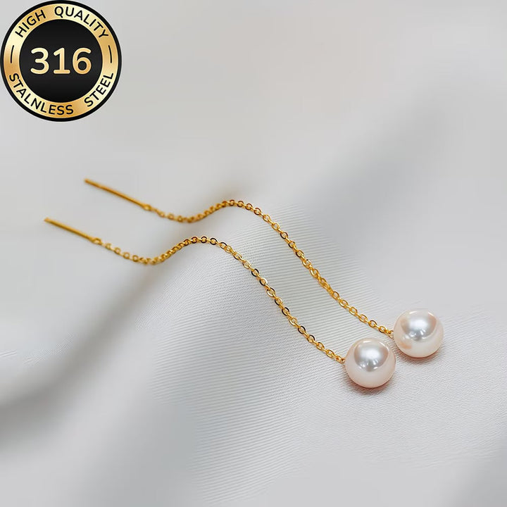 Women's Elegant Long Tassel Pearl Earrings