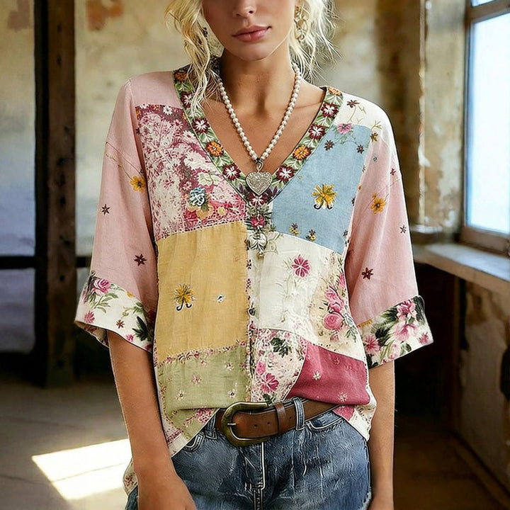 Vintage Floral Print Blouse