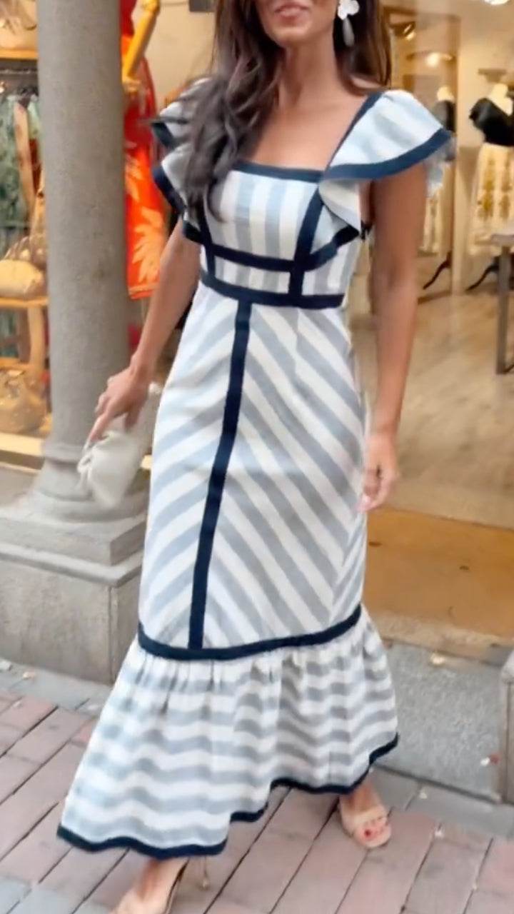 Dianne Retro Striped Maxi Dress - Elena Harper