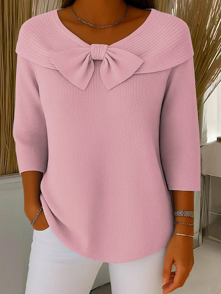 Clara | Elegant Sweater with Soft Knit Bow