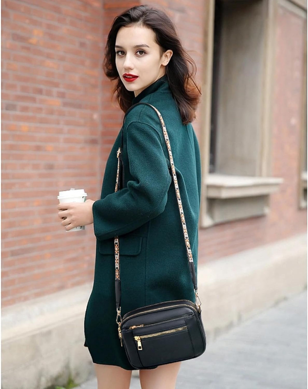 Erikka | Elegant crossbody bag with patterned adjustable strap