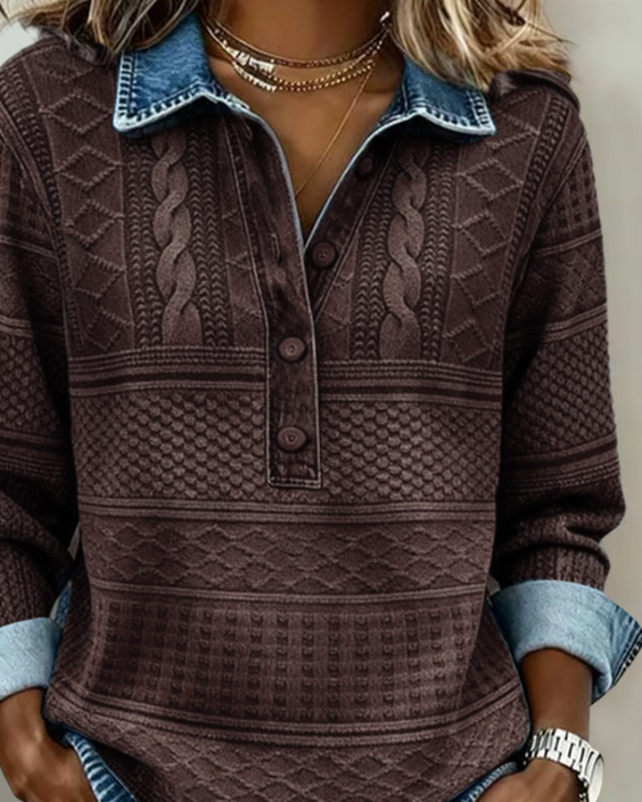 Lyra | Trendy Sweatshirt with Half Button