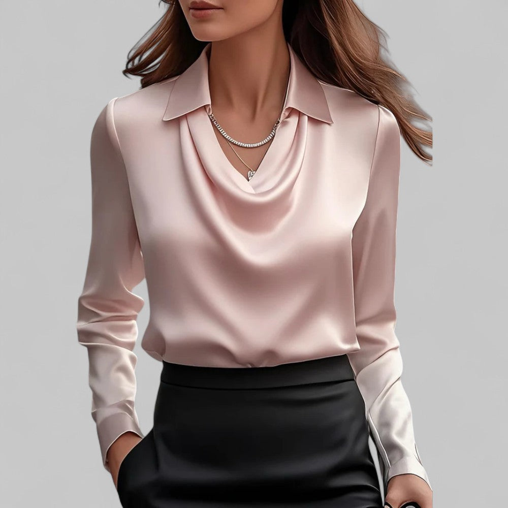 DRAPED SATIN BLOUSE FOR WOMEN